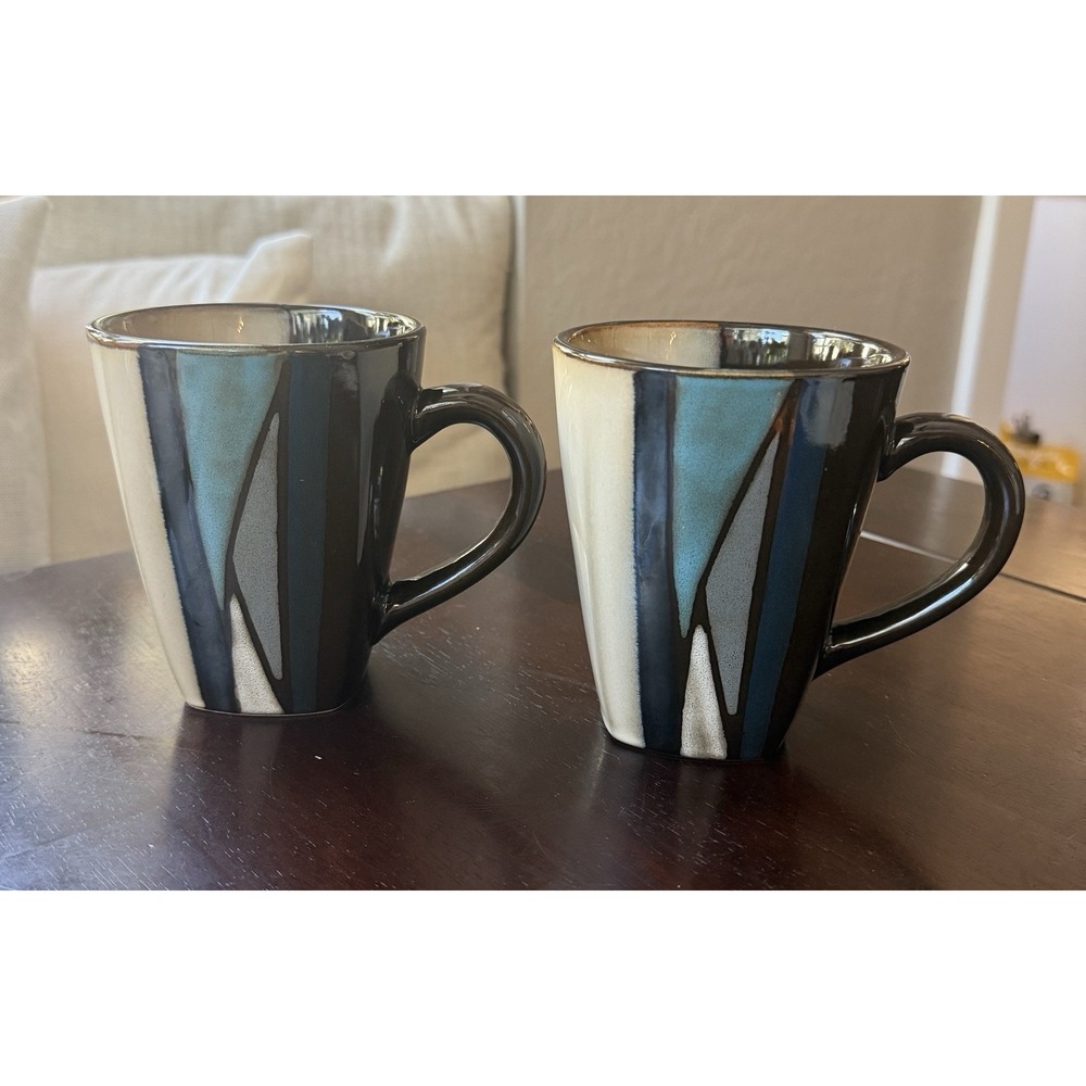 2 Gibson Elite Althea Round Rim/Square Bottom Stoneware Multicolor Mug 16oz